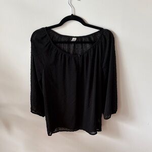 Old Navy Swiss Dot Black Blouse